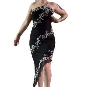 90s Cache Black and White floral Dress